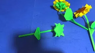 立体折り紙 がく くき 葉っぱ ヒマワリ ｏｒｉｇａｍｉ ｂｕｄ ｓｔｅｍ ｌｅａｆ ｓｕｎｆｌｏｗｅｒ フリー折り紙free Origami 折り紙モンスター