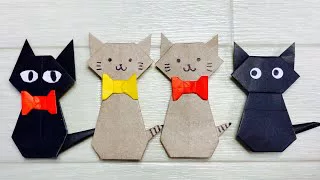 折り紙 可愛いネコ 1枚で全身作れる 黒猫 ハロウィン折り紙 くろねこ工房 Origami Crafts 折り紙モンスター