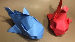 折り紙1枚 簡単 立体で可愛い魚 サメ の折り方 How To Make A Shark With Origami It S Easy To Make Fish クラフトちゃんねる 折り紙モンスター