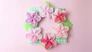 折り紙 梅の花 リース 折り方 Origami Flower Plum Wreath Tutorial Niceno1 ナイス折り紙 Niceno1 Origami 折り紙モンスター
