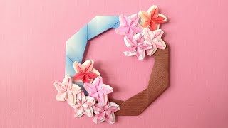 折り紙 桜の花 リース 折り方4 Origami Flower Cherry Blossoms Wreath Tutorial Niceno1 ナイス折り紙 Niceno1 Origami 折り紙モンスター