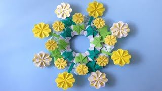 折り紙 たんぽぽの花 リースの折り方 Origami Flower Dandelion Wreath Tutorial Niceno1 ナイス 折り紙 Niceno1 Origami 折り紙モンスター
