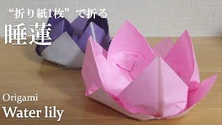 折り紙1枚 立体的な花 睡蓮 はす の折り方 How To Make A Water Lily With Origami クラフトちゃんねる 折り紙モンスター