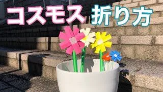 簡単なコスモスの花の作り方 簡単折り紙レッスン 簡単 おりがみレッスン 折り紙モンスター