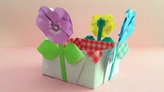 折り紙 パンジー 花の箱 折り方 Origami Pansy Flower Box Tutorial Niceno1 ナイス折り紙 Niceno1 Origami 折り紙モンスター