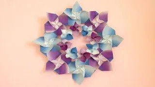 折り紙 あじさいリース Origami Hydrangea Wreath カミキィ Kamikey 創作折り紙 カミキィkamikey Origami 折り紙モンスター