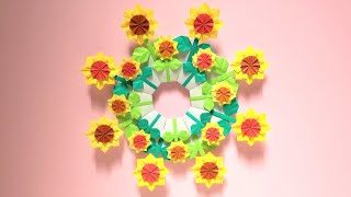 折り紙 ひまわりのリースの花の折り方 Origami Sunflower Wreath Tutorial Niceno1 ナイス折り紙 Niceno1 Origami 折り紙モンスター
