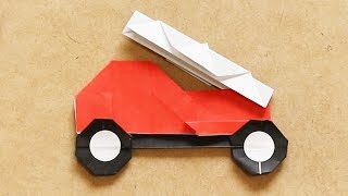 折り紙 はしご車の折り方 消防車のなかでも人気のかっこいい働く車 Origami World Origami World 折り紙モンスター