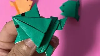 折り紙 ピョンと跳ねる カエルの折り方 おりがみハック Origamihack 折り紙モンスター