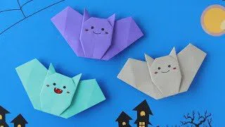 ハロウィン折り紙 こうもりの作り方 Halloween Origami Cute Bat Instructions Origamiako 折り紙モンスター