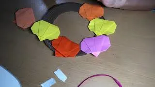 ハロウィンリース折り紙 手作り製作 作り方 Origami Easy Halloween Wreath Room Decor Kiki Origami 折り紙モンスター