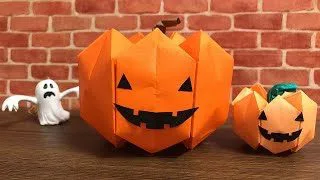 折り紙ハロウィン 立体的なジャック オー ランタンを作ってみた かぼちゃ 作り方 ペーパークラフト Origami Halloween 3d Jack O Lantern Kawaii Pastime 折り紙モンスター