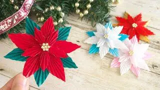 折り紙で作るポインセチア クリスマス飾り Diy How To Make Paper Poinsettia Christmas Decor 紙工作ぺん Simplepapermade 折り紙モンスター