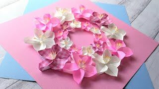 折り紙 桃の花リース 折り方 Origami Peach Flower Wreath Tutorial Niceno1 ナイス折り紙 Niceno1 Origami 折り紙モンスター