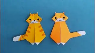 動物の折り紙 1枚で可愛い猫 全身 折り方 How To Make Origami Cat Origami Harri Hadi 折り紙 モンスター