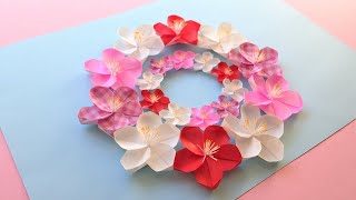 折り紙 梅の花リース 折り方 Origami Plum Flower Wreath Tutorial Niceno1 ナイス折り紙 Niceno1 Origami 折り紙モンスター