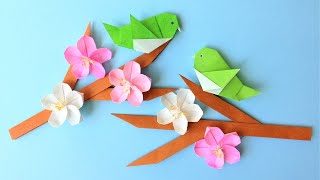 折り紙 うぐいすと梅の花 折り方 Origami Warbler Bird And Plum Flower Tutorial Niceno1 ナイス折り紙 Niceno1 Origami 折り紙モンスター