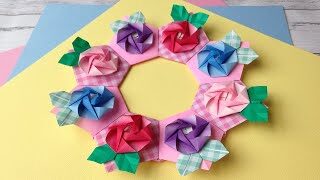 折り紙 バラの花 リース 折り方 Origami Rose Flower Wreath Tutorial Niceno1 ナイス折り紙 Niceno1 Origami 折り紙モンスター