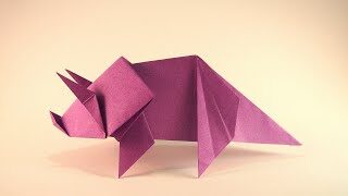 Triceratops Origami リアル トリケラトプスの折り方 恐竜 Dinosaur 折り紙 Let S Origami 折り紙の折り方 折り紙モンスター