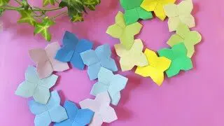 折り紙 簡単リース 紫陽花のリース Easy Origami Hydrangea Wreath Micco Origami 折り紙モンスター