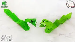 Origami 折り紙 可愛い へび 蛇 How To Make Cute Snake 간단한 색종이접기 귀여운 뱀 折纸 簡単 可爱的蛇 十二生肖 绿色 １枚で折れる 干支の飾り Diy Hana S Channel 折り紙モンスター