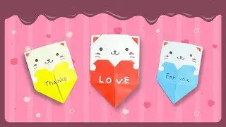 折り紙 簡単 1枚で猫ハートの折り方 バレンタイン Origami Cat Heart おりがみ らぼ Origami Lab 折り紙 モンスター