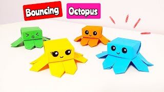How To Make Origami Octopus Bouncing Toy Easy Origami Toy 摺紙章魚彈跳玩具 可愛八爪魚摺紙玩具 折り紙おもちゃジャンプするタコ Origami Classroom 折り紙モンスター