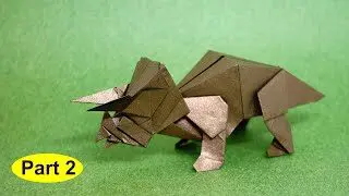 恐竜折り紙 トリケラトプス の折り方part2 さくb おりがみ 折り紙モンスター