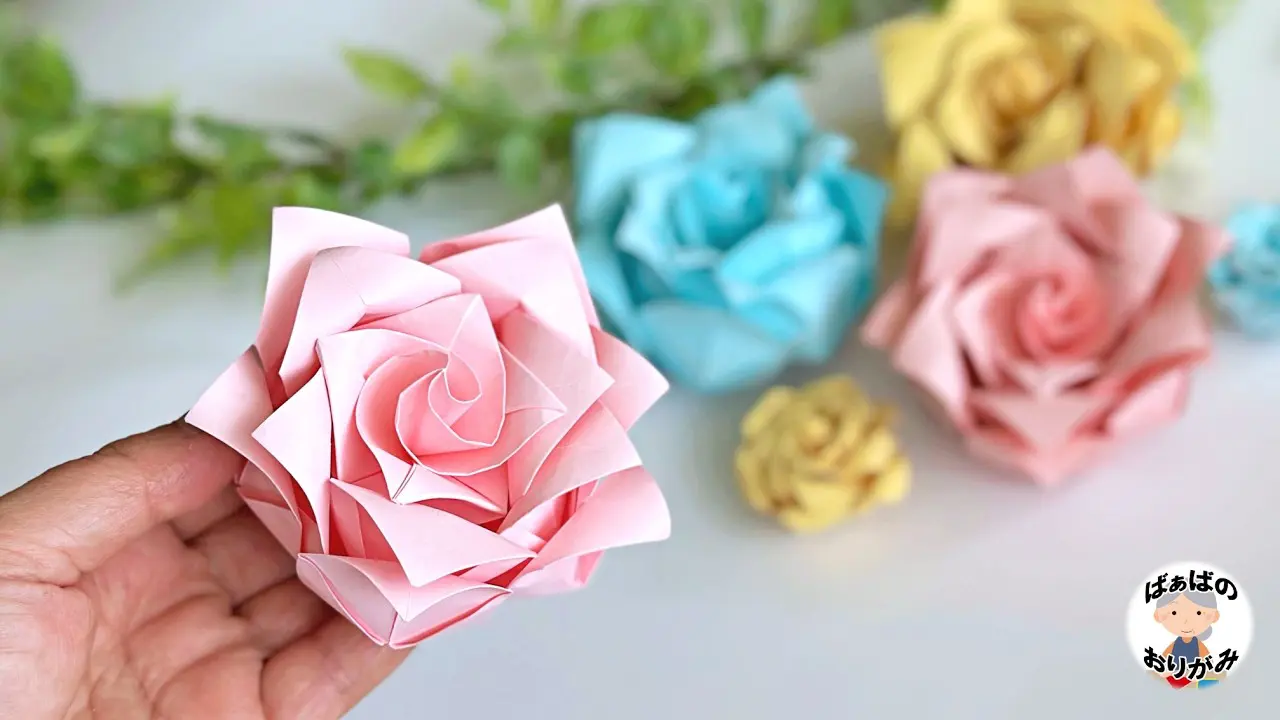 折り紙】美しすぎる立体バラの折り方 Origami Rose【音声解説あり