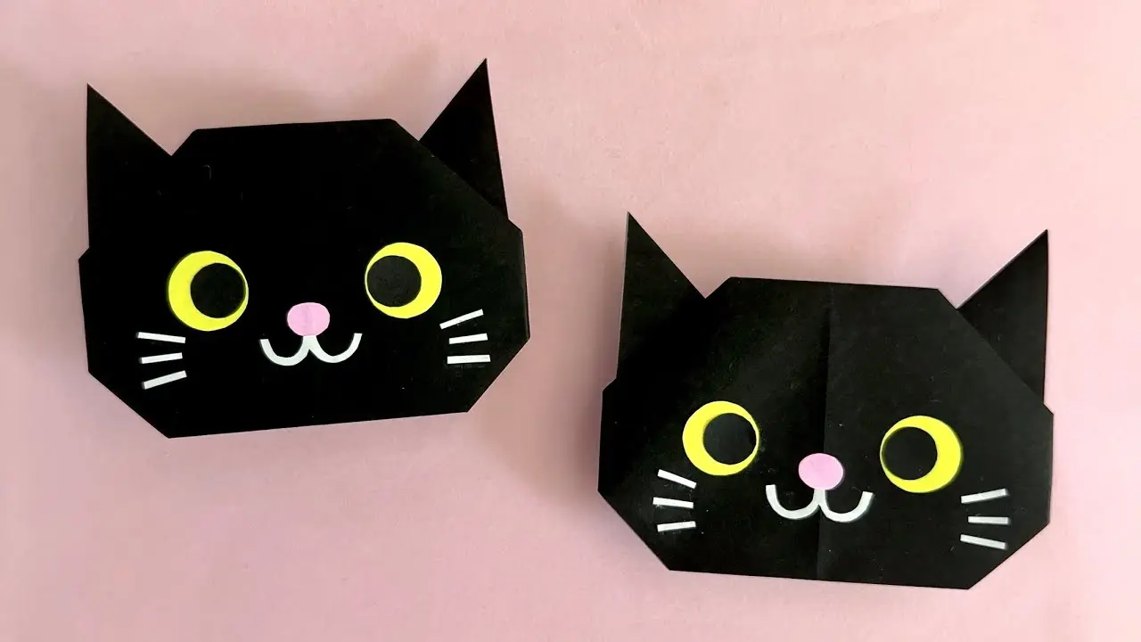 折り紙 簡単 可愛い 猫 黒猫 折り方 Origami How to make Cute Black